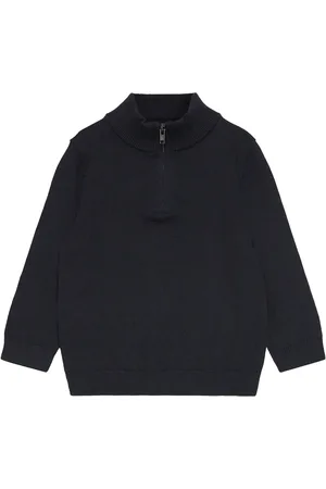 MANGO Zip Neck Jumper Navy