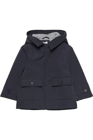 MANGO Pockets Hooded Coat Navy