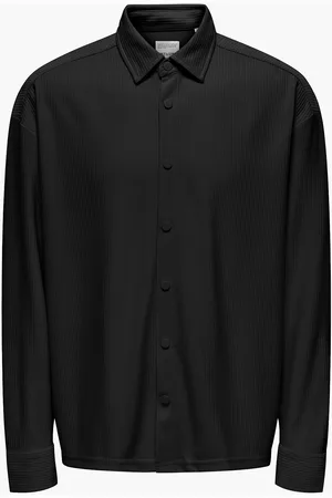 Only & Sons Onskari Plizze Ls Rlx Overshirt Black