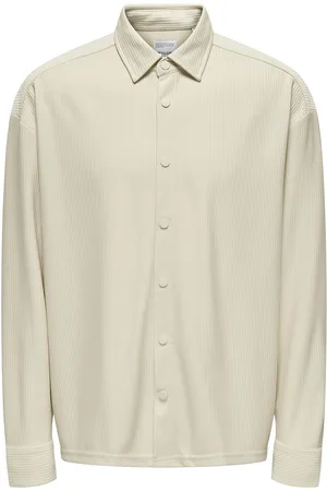 Only & Sons Onskari Plizze Ls Rlx Overshirt Cream