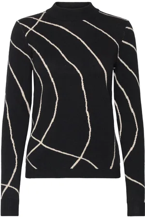 Object Objray L/S Knit Pullover Aop Black