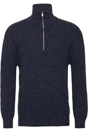 TOM TAILOR Structured Knit Troyer Navy