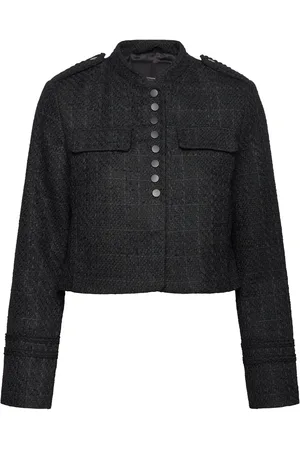 French Connection Felice Tweed Military Jacket Black