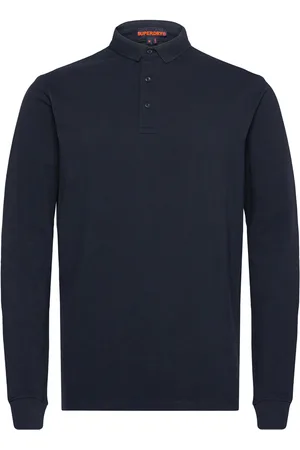 Superdry Cotton Long Sleeve Pique Polo Navy