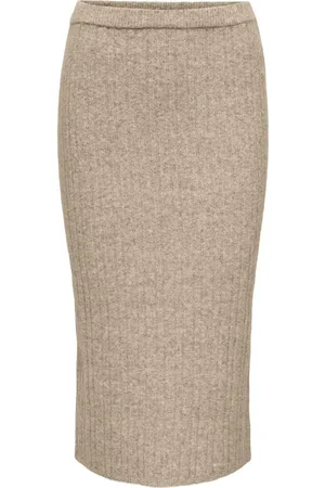 ONLY Onljeanett Life Midi Rib Skirt Cc Knt Beige