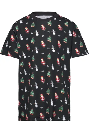 JACK & JONES Jjxmas Merry Aop Tee Ss Crew Neck Jnr Jack & J S Black