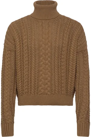 Ralph Lauren Cable-Knit Cotton-Blend Turtleneck Khaki