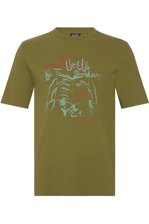 Scotch&Soda Linen Blend Front Artwork T-Shirt Green