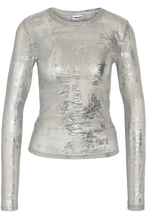 Noisy May Nmlucia Judith L/S Mesh Top Jrs Fwd Silver