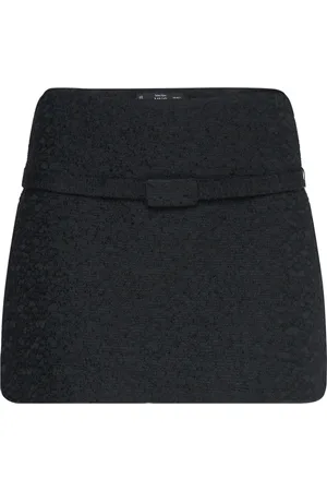MANGO Tweed Mini-Skirt With Decorative Belt Black