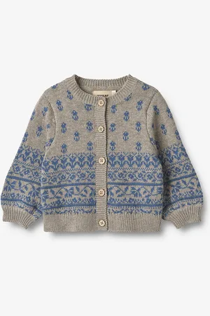 WHEAT Jacquard Cardigan Vikki Grey