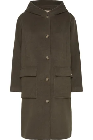 Mos Mosh Mmkenya Hoodie Wool Coat Khaki