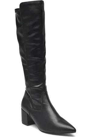 Bianco Biadevived Stretch Knee High Boot Smooth Faux Leather Black