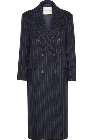 GANT Pinstripe Wool Coat Navy