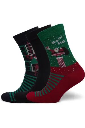 JACK & JONES Jacclimbing Santa Socks 3 Pack Jnr Jack & J S Green