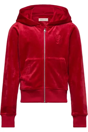 GANT Velour Zip Hoodie Red