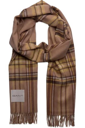 GANT Tartan Check Cashmere Blend Scarf Beige