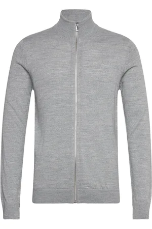 Lindbergh Merino Stand Up Collar Cardigan Grey