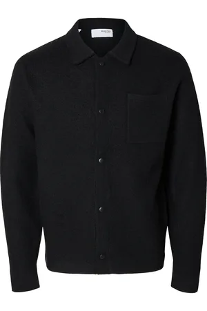 SELECTED Slhreason Ls Knit Boiled Wool Cardigan Black