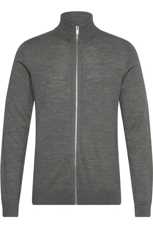 Lindbergh Merino Stand Up Collar Cardigan Grey