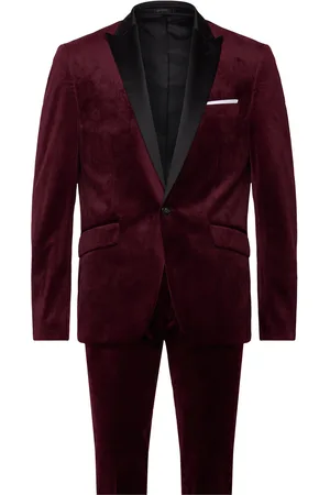 Lindbergh Velvet Tuxedo Suit Burgundy