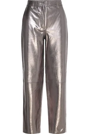 SELECTED Slfcora Mw Leather Pant Silver