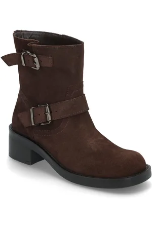 Bianco Biaharper Mid Calf Biker Boot Oily Suede Brown