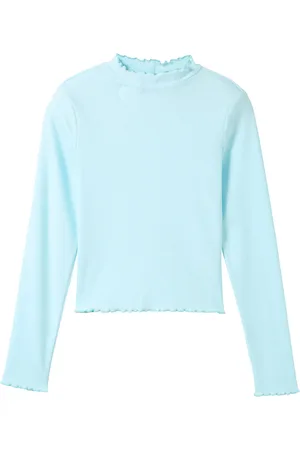 TOM TAILOR Cropped Rib Longsleeve Blue