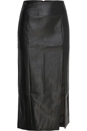Bardot Dante Vegan Leather Midi Skirt Black