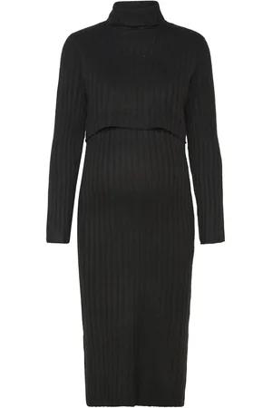 Mama;licious Mlsuniva June L/S Knit Midi Dress 2F Black