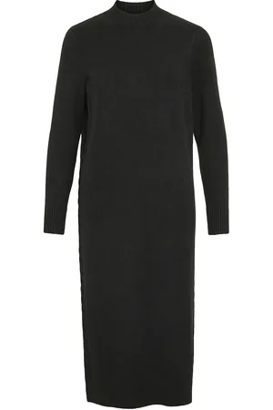 VILA Vikiku L/S High Neck Midi Knit Dress/Pb Black