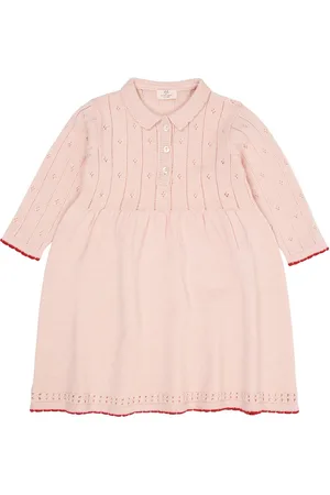 Copenhagen Colors Merino Pointelle Dress W. Collar Pink