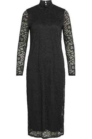 VILA Vidida L/S High Neck Midi Lace Dress/Ka Black