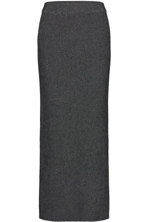 Monki Rib Knit Maxi Skirt Black