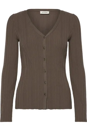 Monki Long Rib Knit Cardigan Khaki
