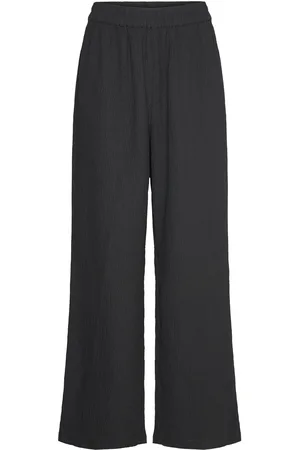 Monki High Waist Straight Leg Trousers Black