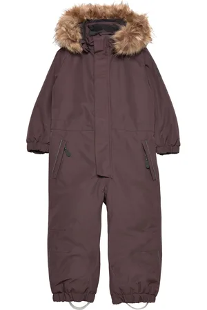 Color Kids Coverall W. Fake Fur Burgundy