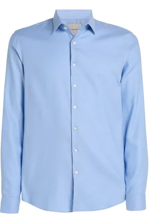 Calvin Klein Non Iron Tonal Dobby Slim Shirt Blue