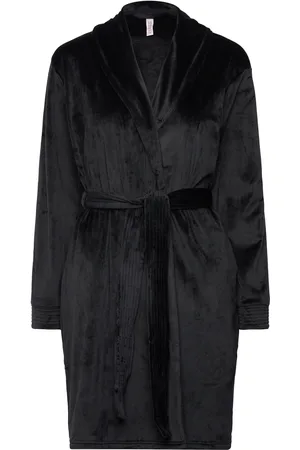 Hunkemöller Velours Short Bathrobe Black