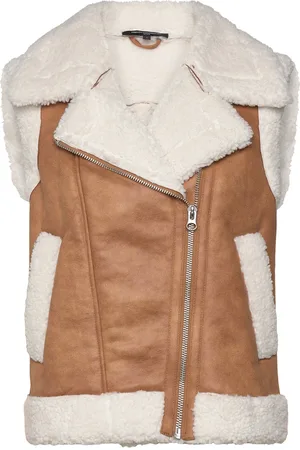 French Connection Camry Suedette Gillet Beige