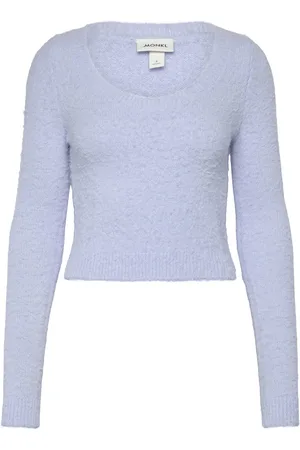 Monki Fluffy Knitted Boat Neck Sweater Blue