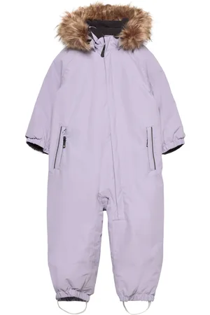 Color Kids Coverall W. Fake Fur Purple