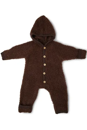 Smallstuff Jumpsuit Bouclé Merino Wool W. Buttons And Hoodie Brown