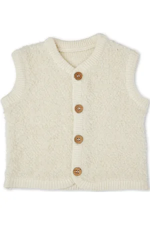 Smallstuff Vest Bouclé Merino Wool W. Buttons Cream
