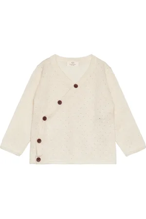 Copenhagen Colors Merino Crossover Cardigan W. Hole Pattern Cream