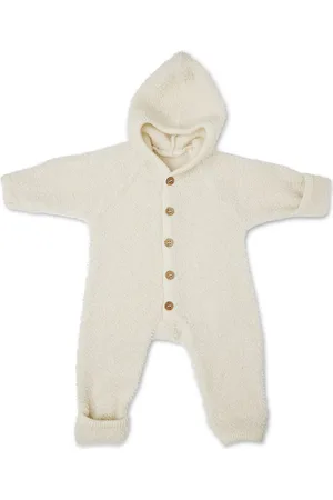 Smallstuff Jumpsuit Bouclé Merino Wool W. Buttons And Hoodie Cream