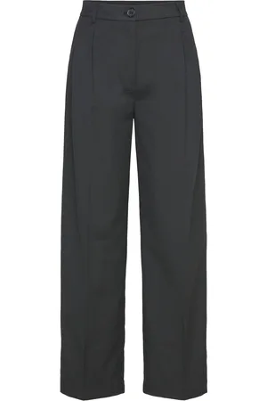 Monki High Waist Wide Leg Trousers Black