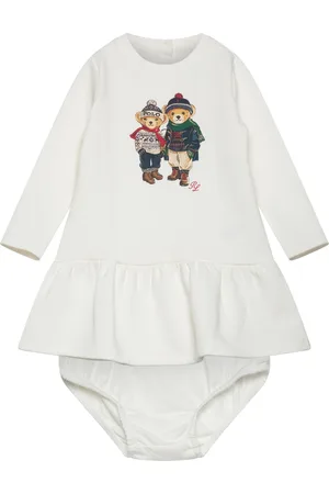 Ralph Lauren Polo Bear Fleece Dress & Bloomer White