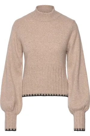 BUBBLEROOM Contrast Edge Knitted Sweater Beige