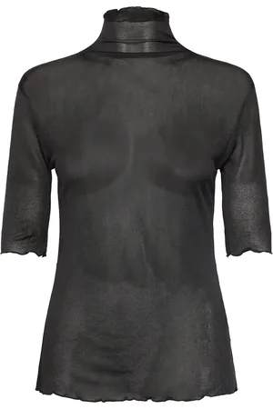 Filippa K Mock Neck Frill Top Black
